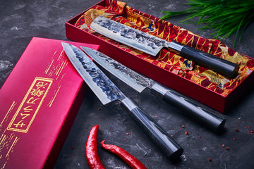 BLACKSMITH  Set of 3 Knives: Santoku, Nakiri, Utility Knife