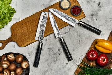BLACKSMITH  Set of 3 Knives: Santoku, Nakiri, Utility Knife