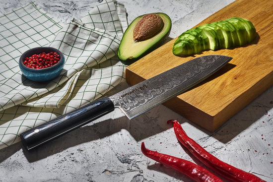 DAMASCUS 67 Hollow-Ground Santoku 7"